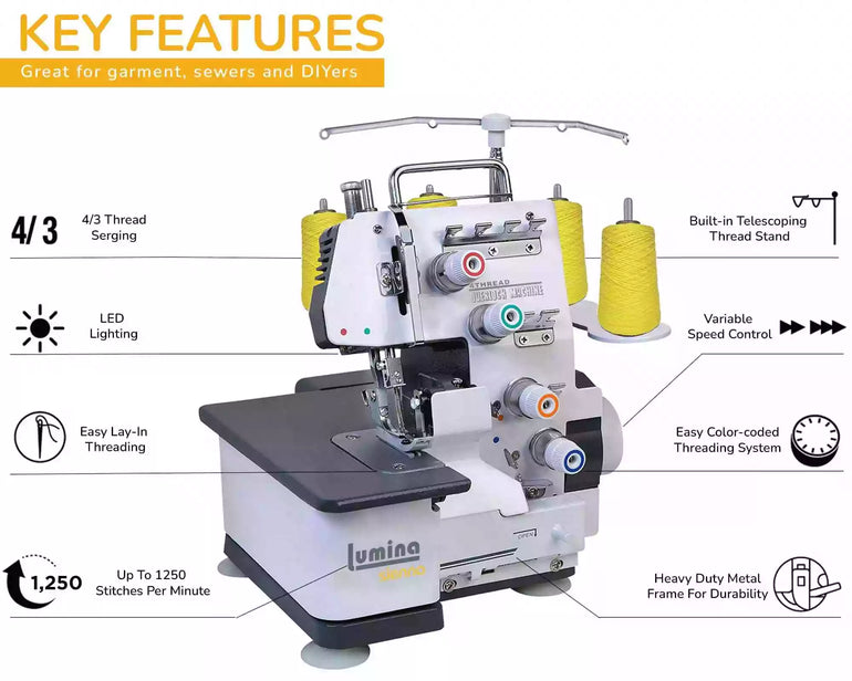 Lumina Sienna Serger Sewing Machine Features